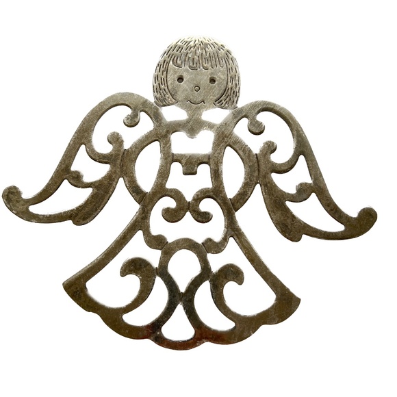 Elegance Angel Trivet Silver Plated Zinc 8" x 9" WIM - Picture 1 of 5